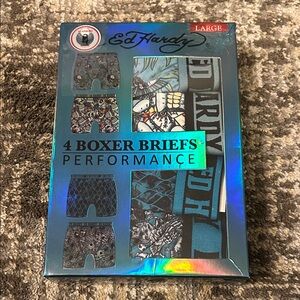 New Ed Hardy Performance Boxer Briefs - Blue and Black size Large